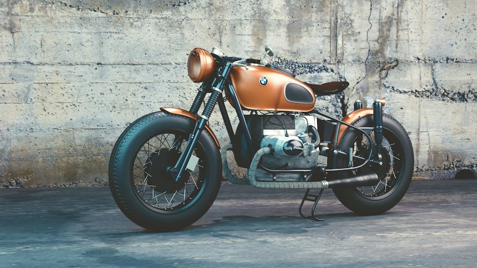 A classic cafe racer motorcycle parked against an industrial backdrop, showcasing its vintage style.